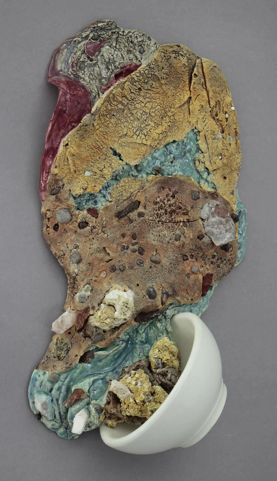  RECLAIM Cone 5 Clay, oxides, glaze, rocks, found object, epoxy 15.5”x9”x5”     2026 