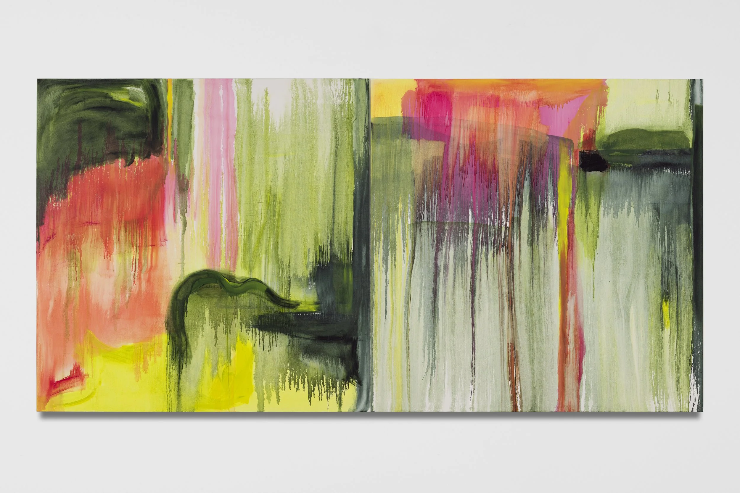   We can take you if you want to go  2025 oil on canvas, one painting in two pieces 70 x 140 inches 