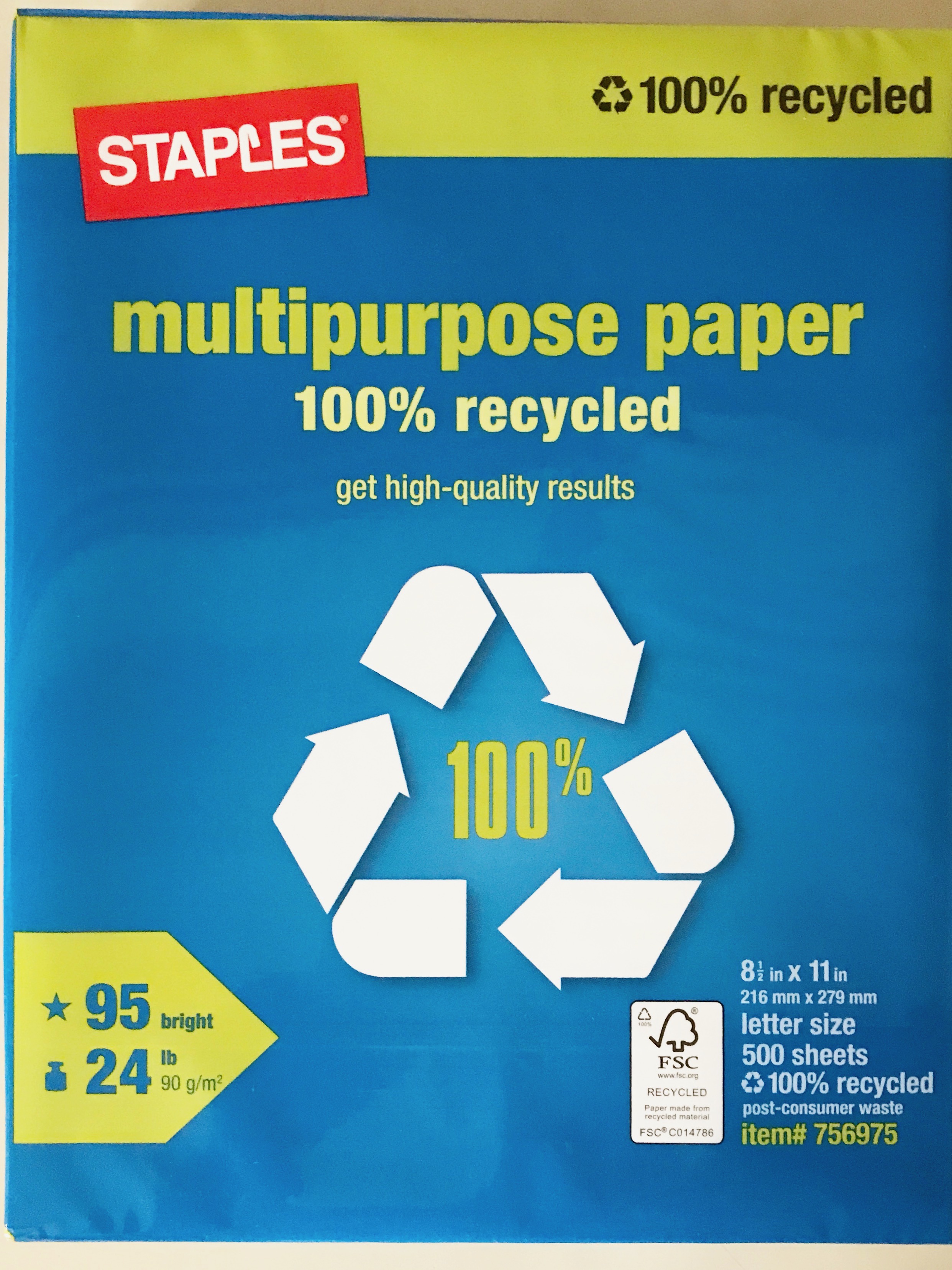 Staples Brights Paper 500 Sheets 24 LB Acid Letter Size for sale