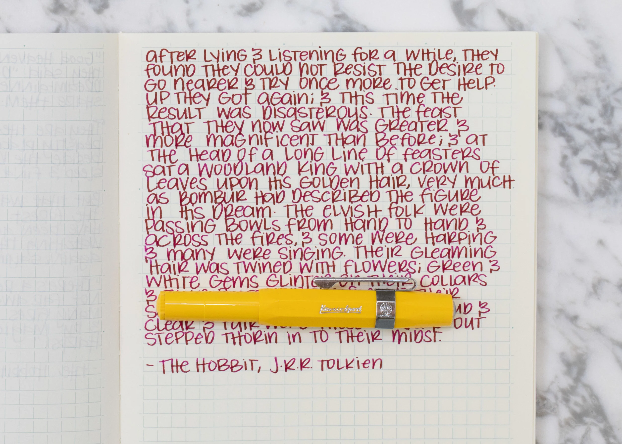 I used a broad Kaweco Sport Sunrise on Midori MD paper. The ink had an average flow.