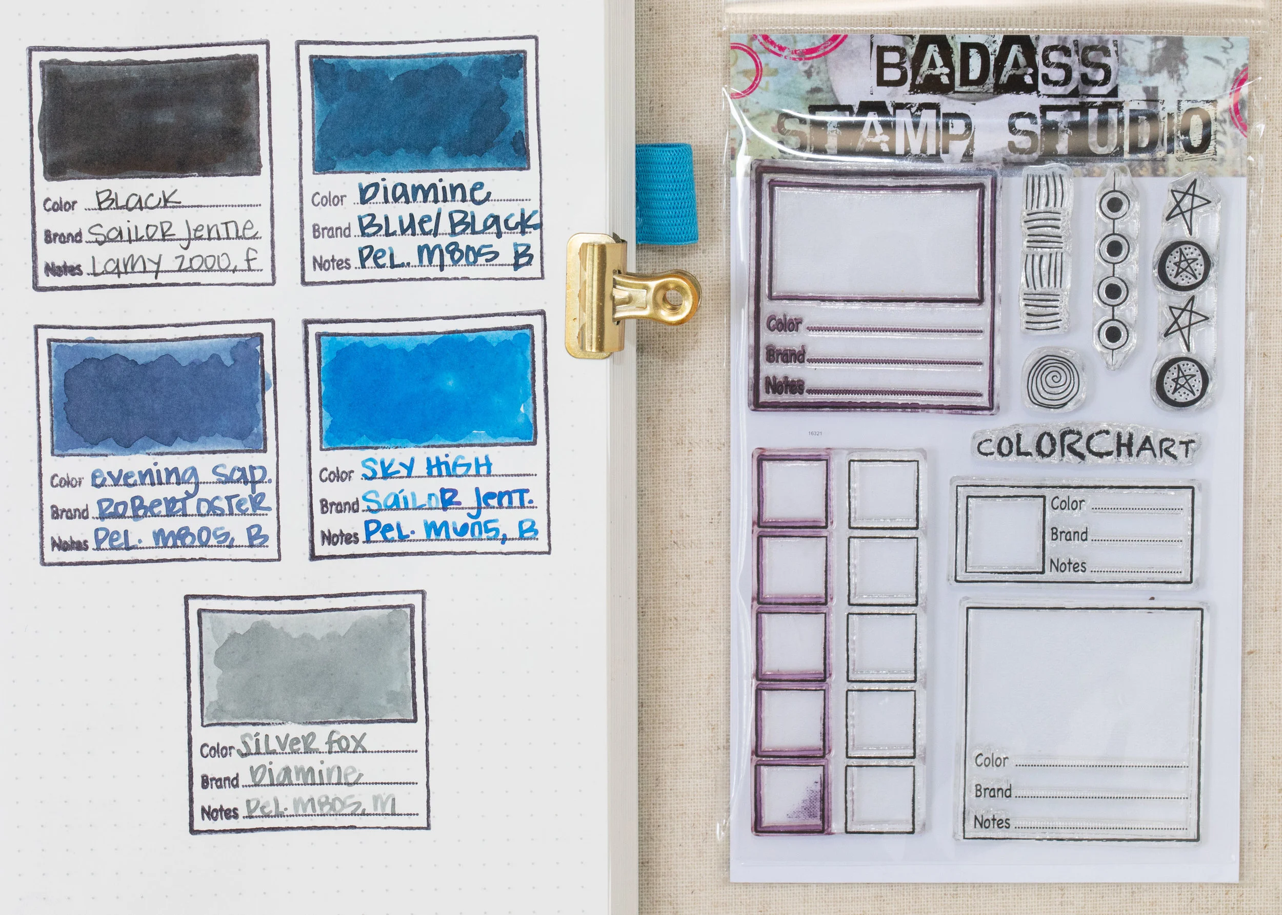 Quick side tangent: I recently found these stamps (you can find them on Etsy ), they are great for creating quick color charts.