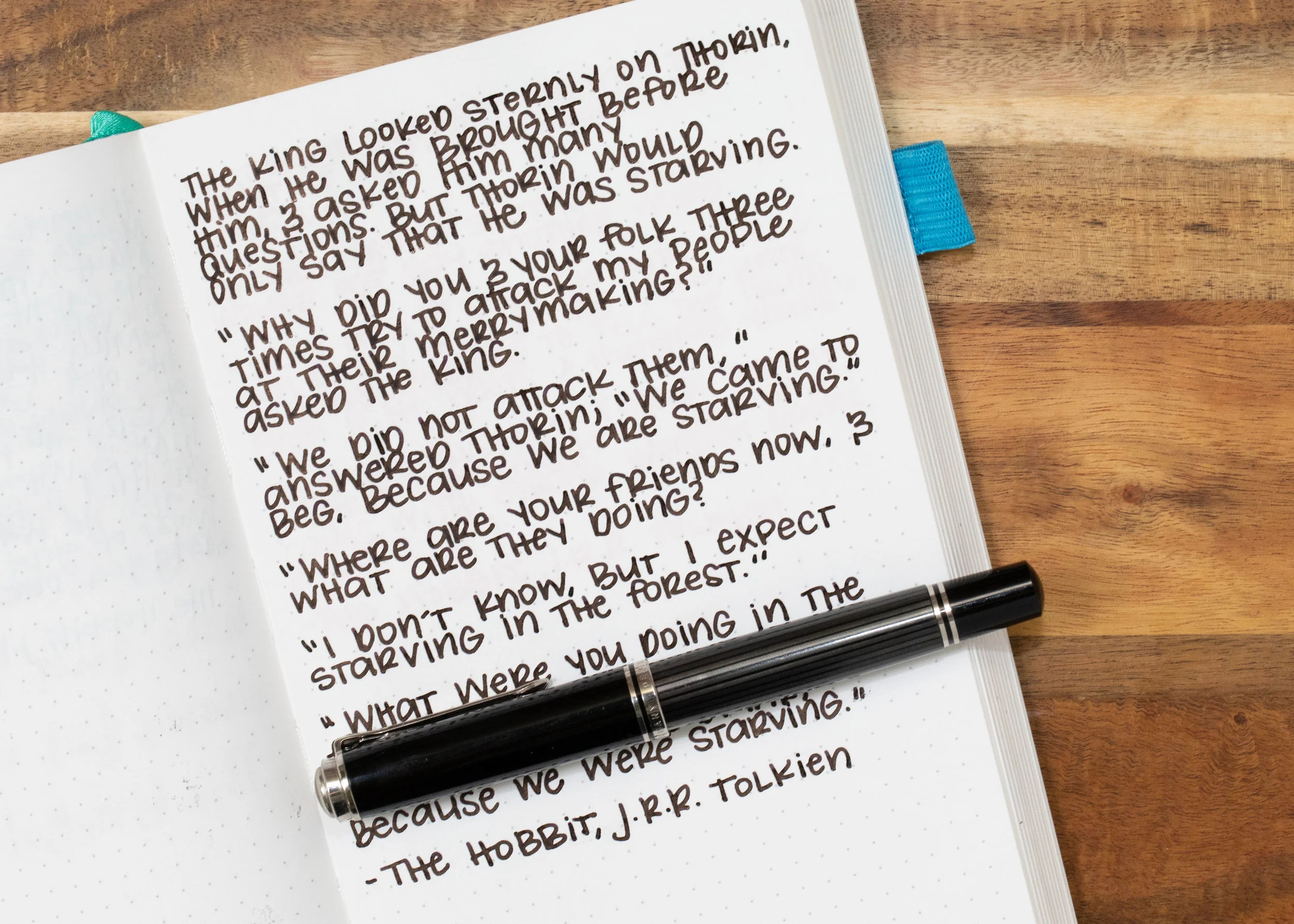 I used a medium Pelikan M805 Stresemann on an ivory Hippo Noto Notebook. The ink had a wet, almost sticky flow and shiny finish. There was some nib creep.