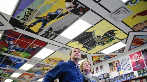 The artist – longtime friend of the store Ken Farnsworth – worked on the ceiling for most of 2014 with his wife, Melinda.