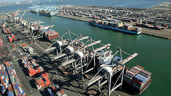 Logistics real estate experts say a prolonged trade-related slowdown in container cargo traffic at the 7,500-acre Port of Los Angeles (pictured), the nearby Port of Long Beach and other major ports could eventually reduce demand for the industrial properties in LA, the Inland Empire and other tier one logistics markets. credit: Port of Los Angeles
