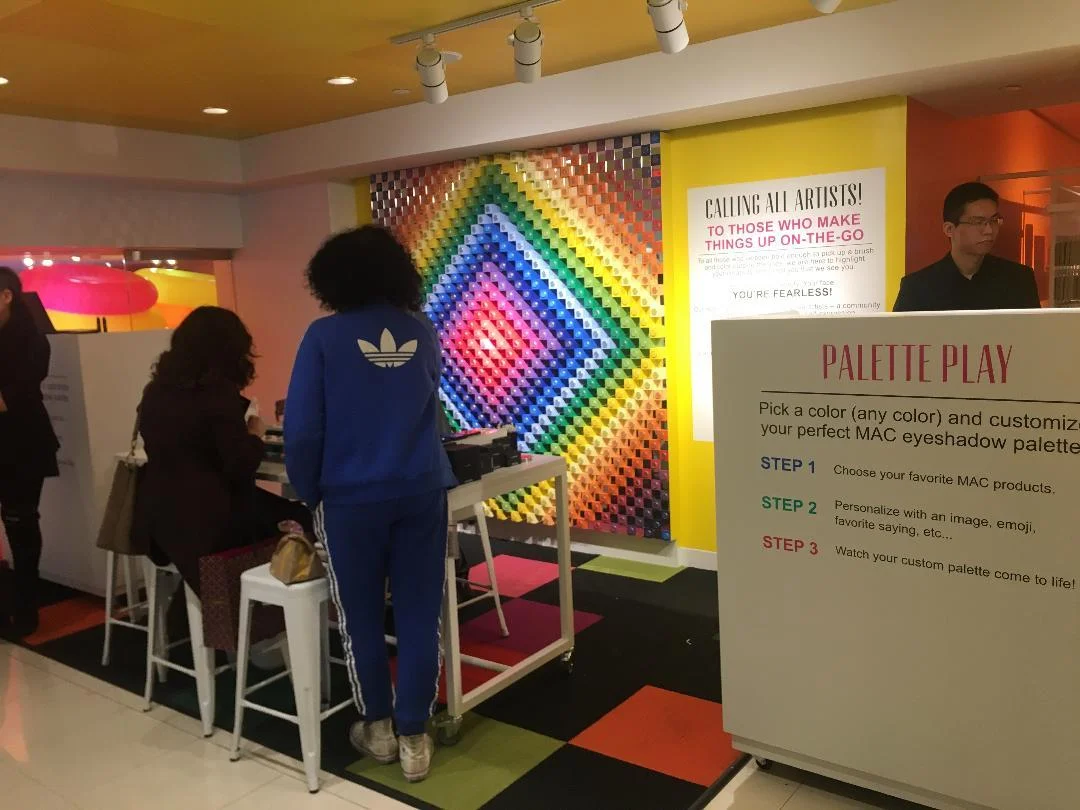 Shoppers can create their own Mac makeup palette at 30 STORY locations, including this one at the Herald Square Macy's. Photo: Diana Bell for CoStar
