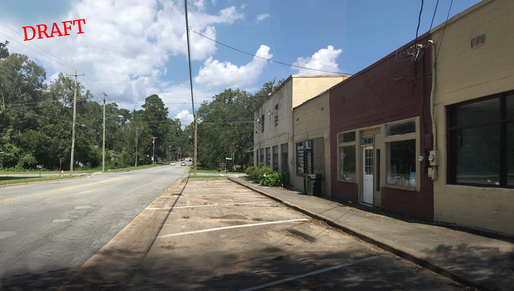 Today, Clay Street serves cars above all else. There is excess pavement, speeding cars, and vacant neighborhood commercial buildings where Clay meets Mitchell Street. This creates an environment that is unsafe and unwelcoming for pedestrians who are using the park. In the future, Clay Street is envisioned as a bike-priority corridor that will connect the multi-use trail running along McIntyre Park to downtown. To accomplish this, upgraded sidewalks and crosswalks are added and high quality protected bike facilities are introduced, reducing the pavement for cars and slowing them down as well. There is also an opportunity to revitalize the existing commercial buildings, which are uniquely located to serve the community around Clay Street and those visiting the park.