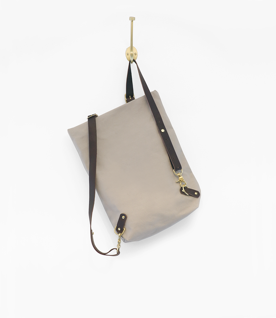 grey canvas backpack