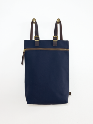 blue canvas and leather backpack Navy Blue Canvas Backpack — Winter Project Artist