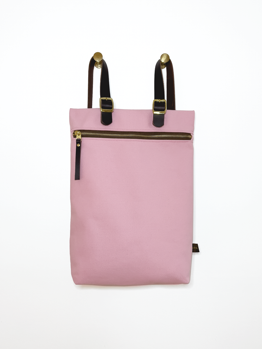 canvas leather backpack pink Light Pink Canvas Backpack — Winter Project Artist