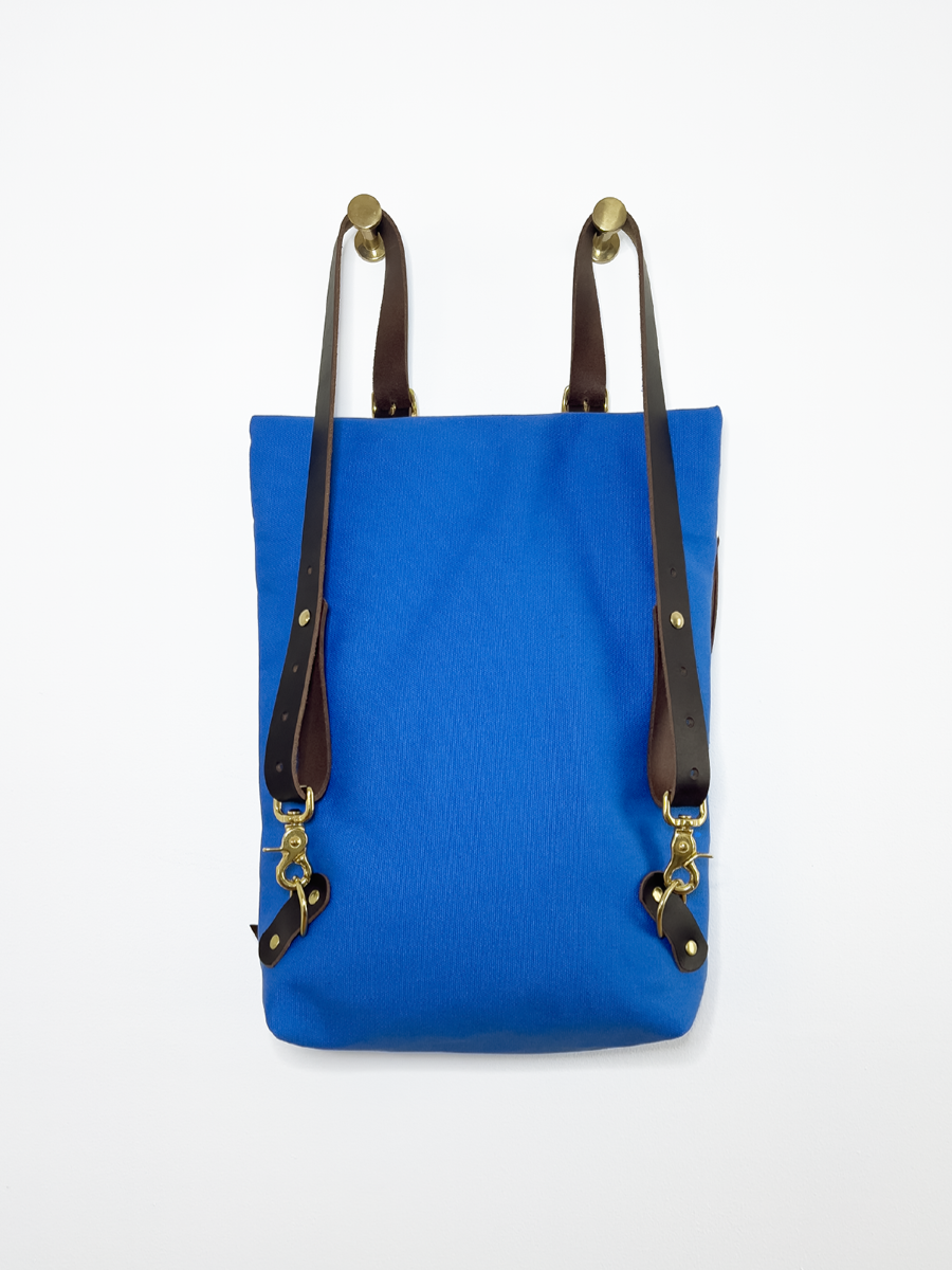 cobalt blue leather backpack Lungarno Open its three Bright Blue Canvas Backpack 