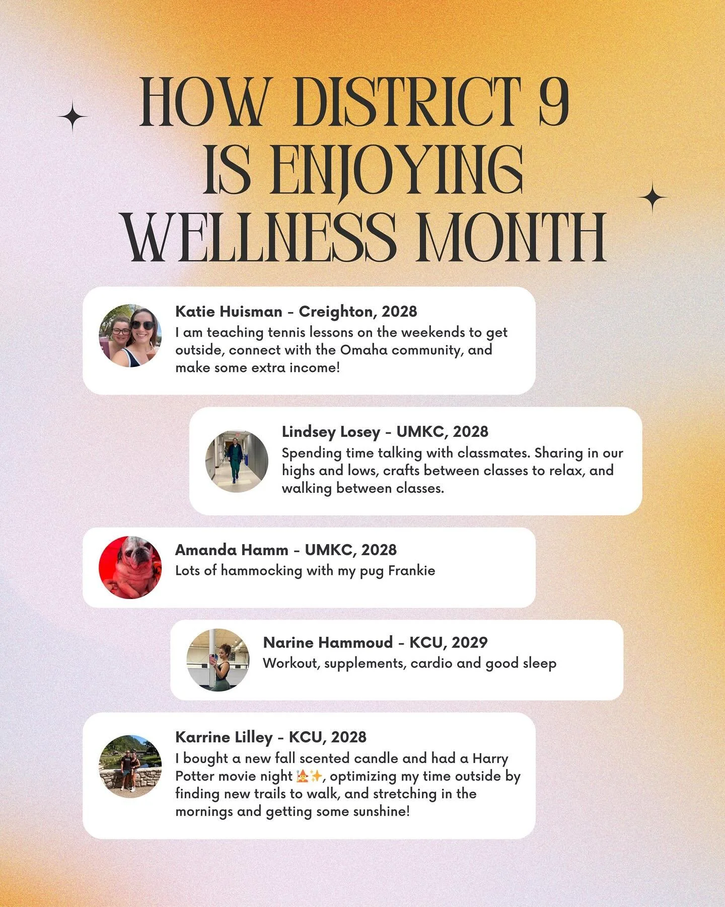 ✨ District 9 Wellness Month Recap! ✨
A huge THANK YOU to everyone who joined us in making this month all about wellness, balance, and self-care 💙🦷 From movement challenges to mindfulness, you all showed up and made it such a success!

🎉 Special co