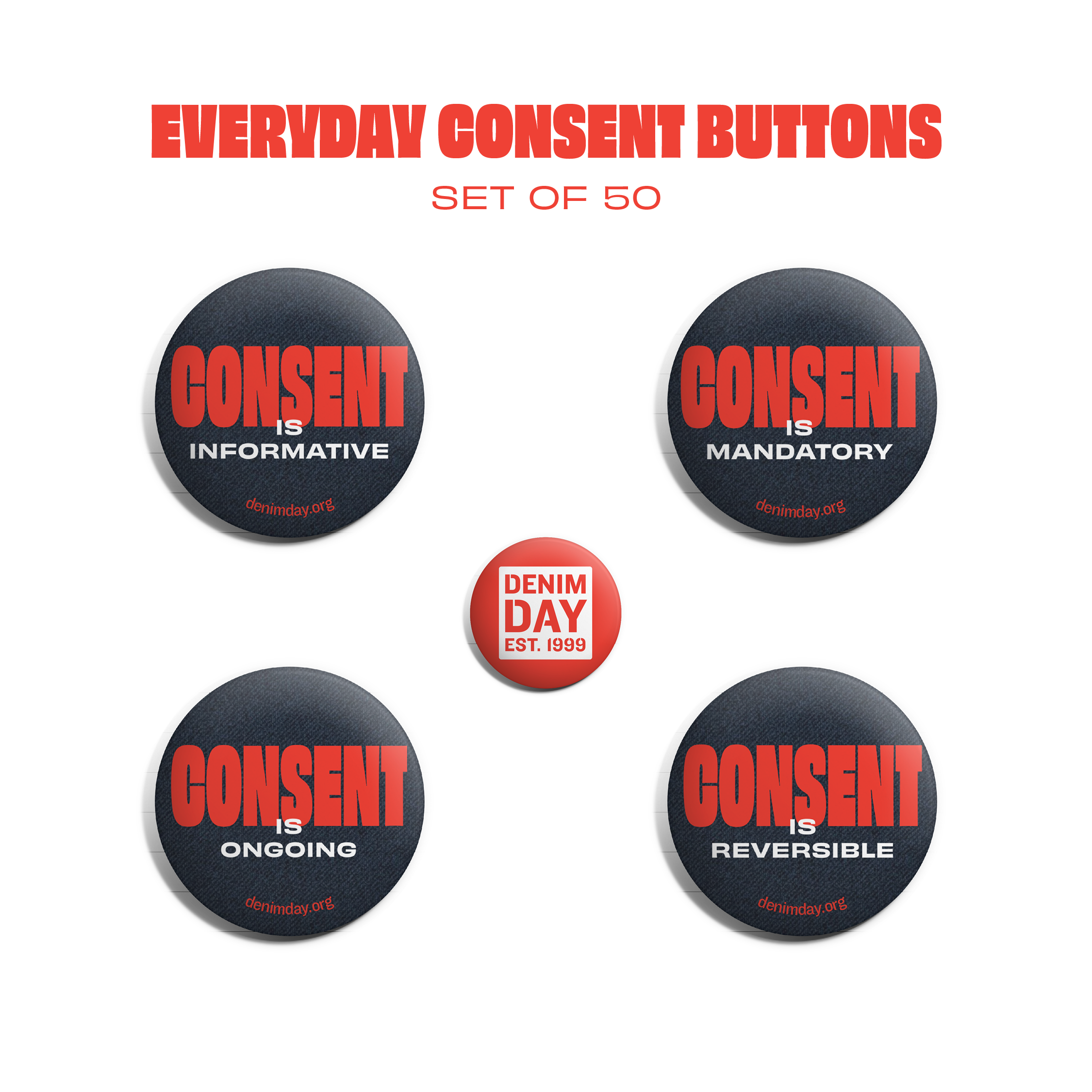 Everyday Consent Buttons (Set of 50)