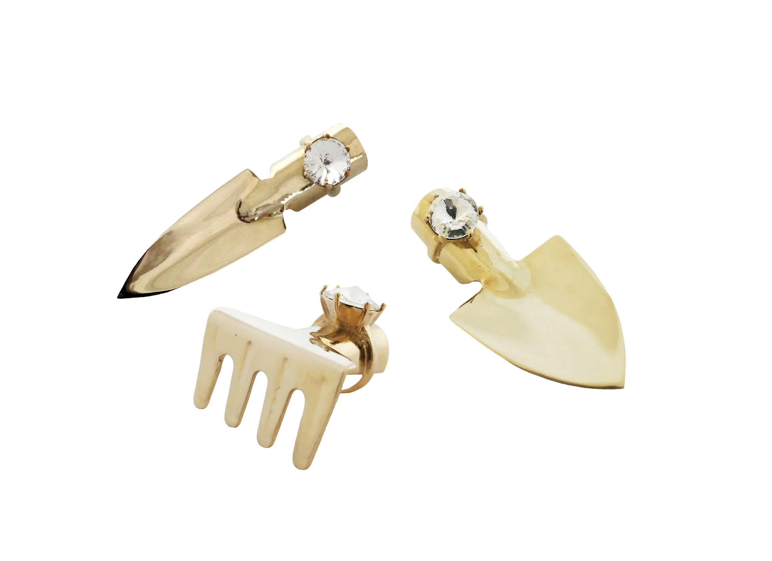 Brass SPADE, SHOVEL & RAKE Nail Dusters
