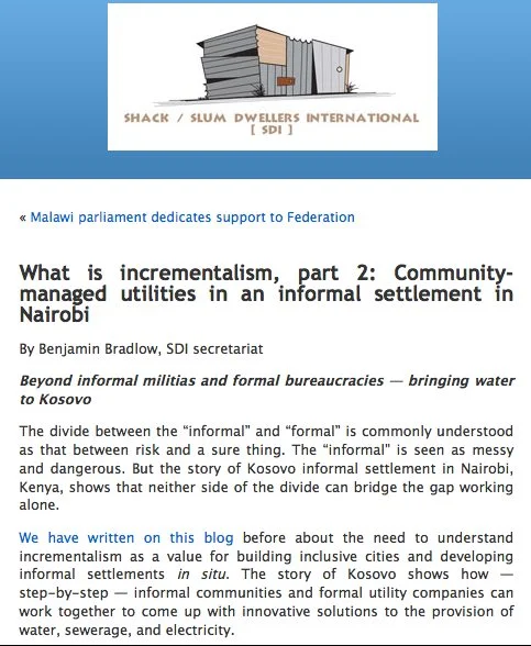 Community-led water service: Kosovo village, Mathare slum, Nairobi