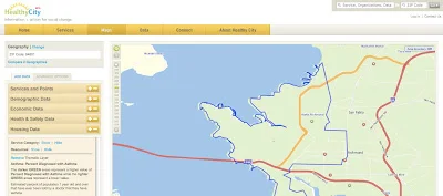 California data for tracking healthy places