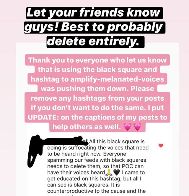 Hey friends. Here is something I know I can share to help my white and non-white POC friends. I&rsquo;ve been asked to delete the black square entirely because it&rsquo;s all clogging up the algorithm and doing the opposite. Feel feee to repost or se