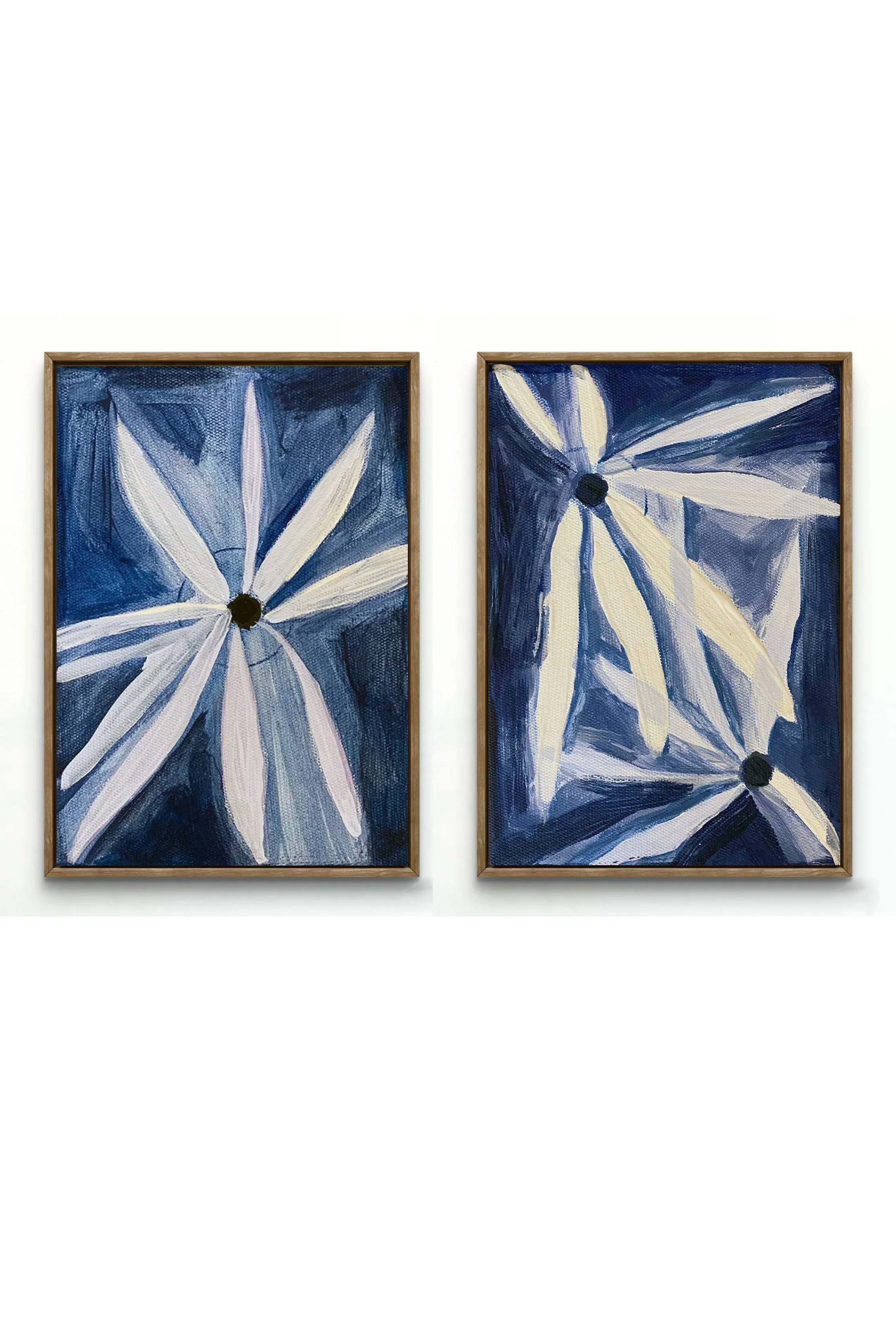 Painted Daisy & Painted Daisies, Each Acrylic on Canvas, 13 x 18.5 cm, $275 AUD / 165€, Ships from Australia
