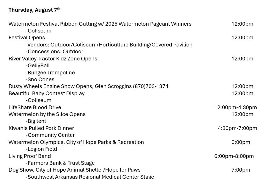 49th Annual Hope Watermelon Festival - August 7-9, 2025