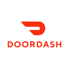 Doordash logo with red stylized D and red text