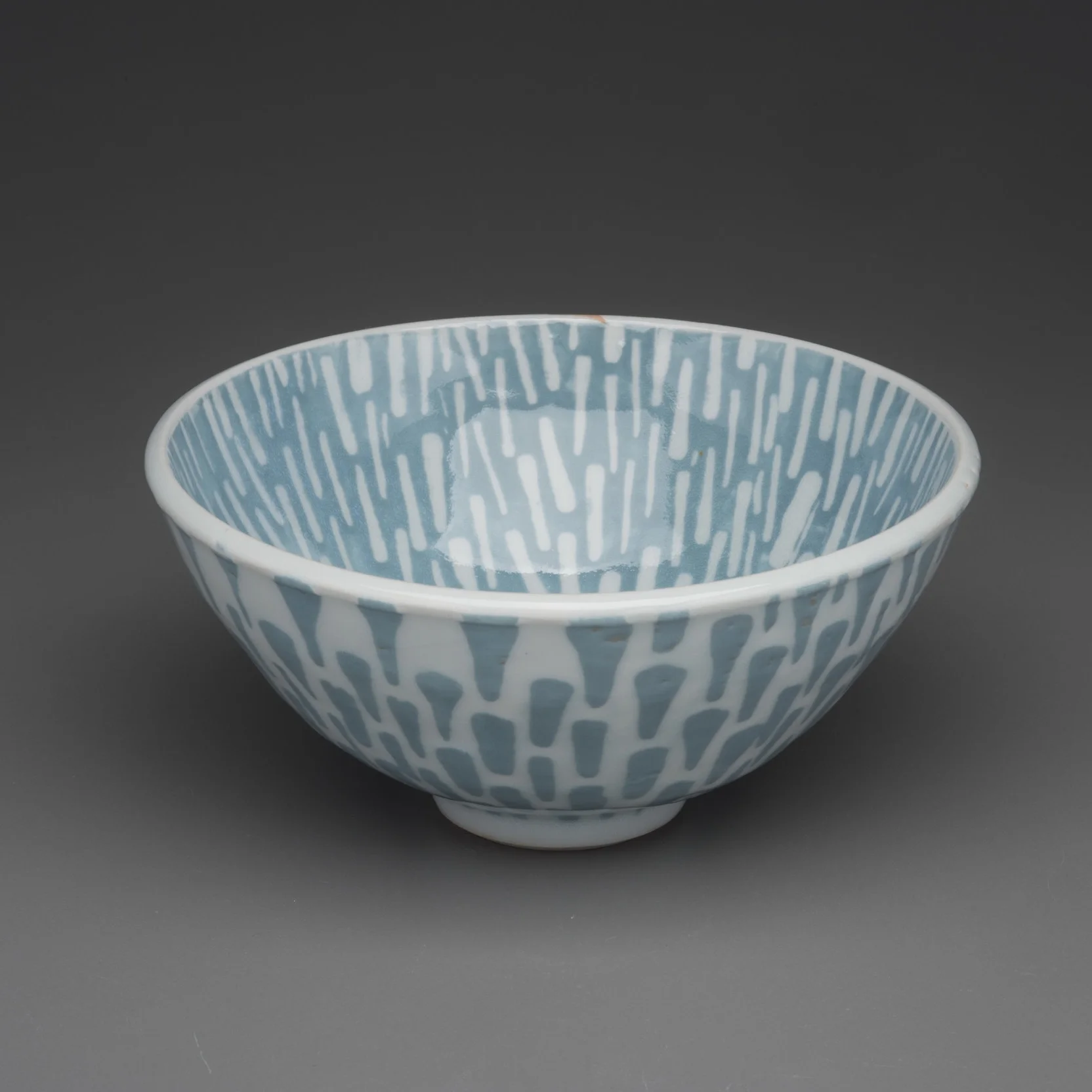 Large porcelain water etched dinner bowl with celadon glaze 