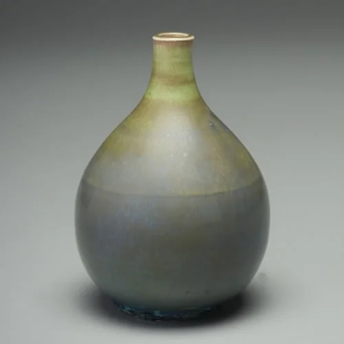 Small porcelain bud vase, experimental glaze cone 6 electric