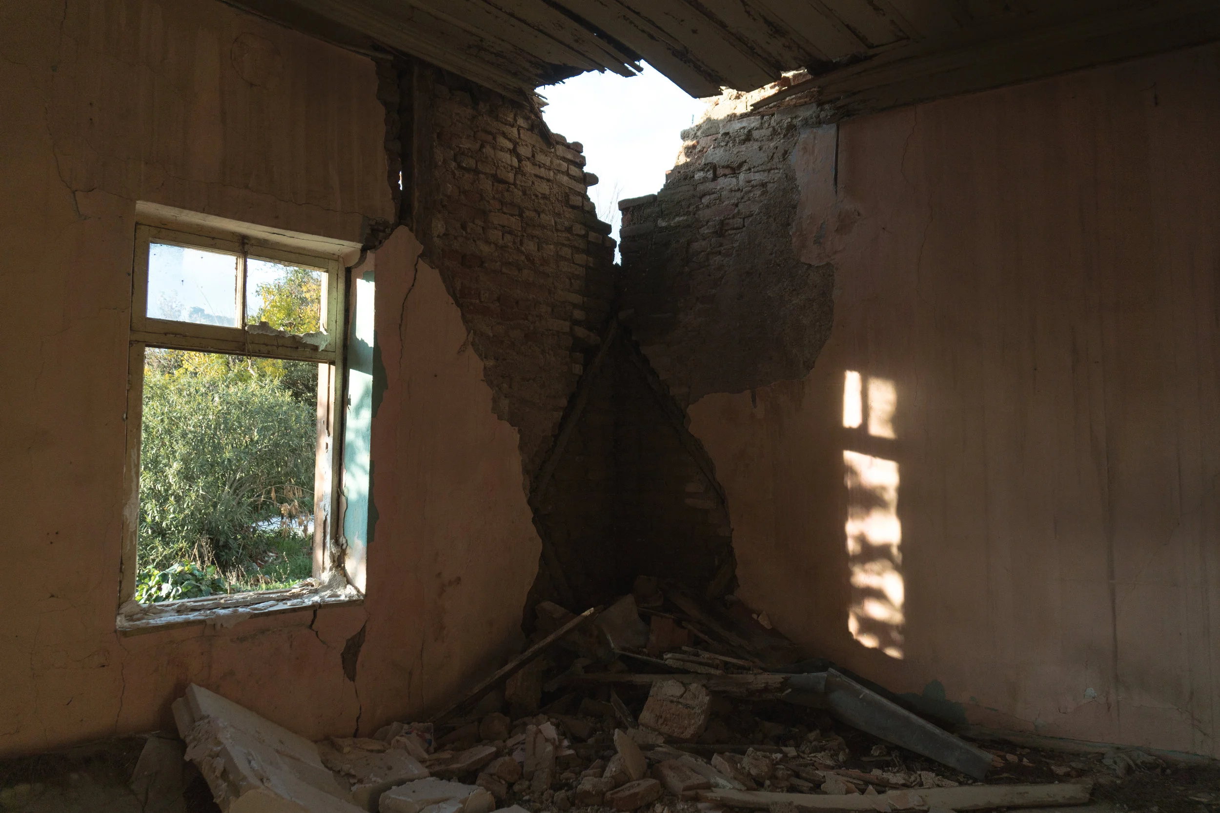 triathree patches of light, a heap of rubble, and a representation of much of greece's infrastructure and economy. derelict buildings like these are commonplace, even in the largest cities, such as thessaloniki.