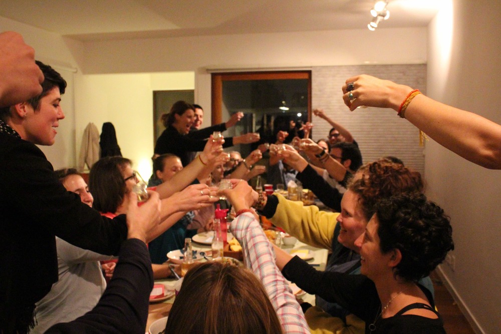 Fun times as we cheers at the UnSchool Secret Dinner Party (mexican themed!)