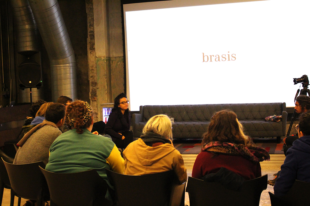 Mayra explains her project to the group