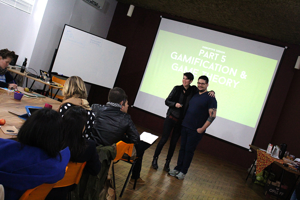 Leyla and Ruy from the Impact Hub introduce the session