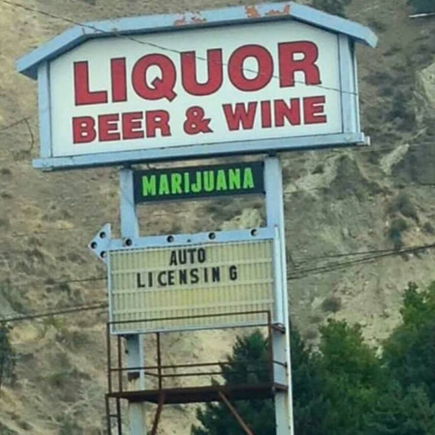  That may be the most photographed sign in Washington State. Despite the weird mix of businesses &amp; the ugly building Old Mission Spirits is still the best place to buy a bottle in these parts. 