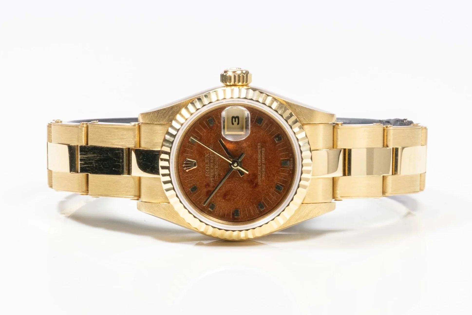ROLEX Datejust 26 Mahagoni-Holz-Zifferblatt Gelbgold