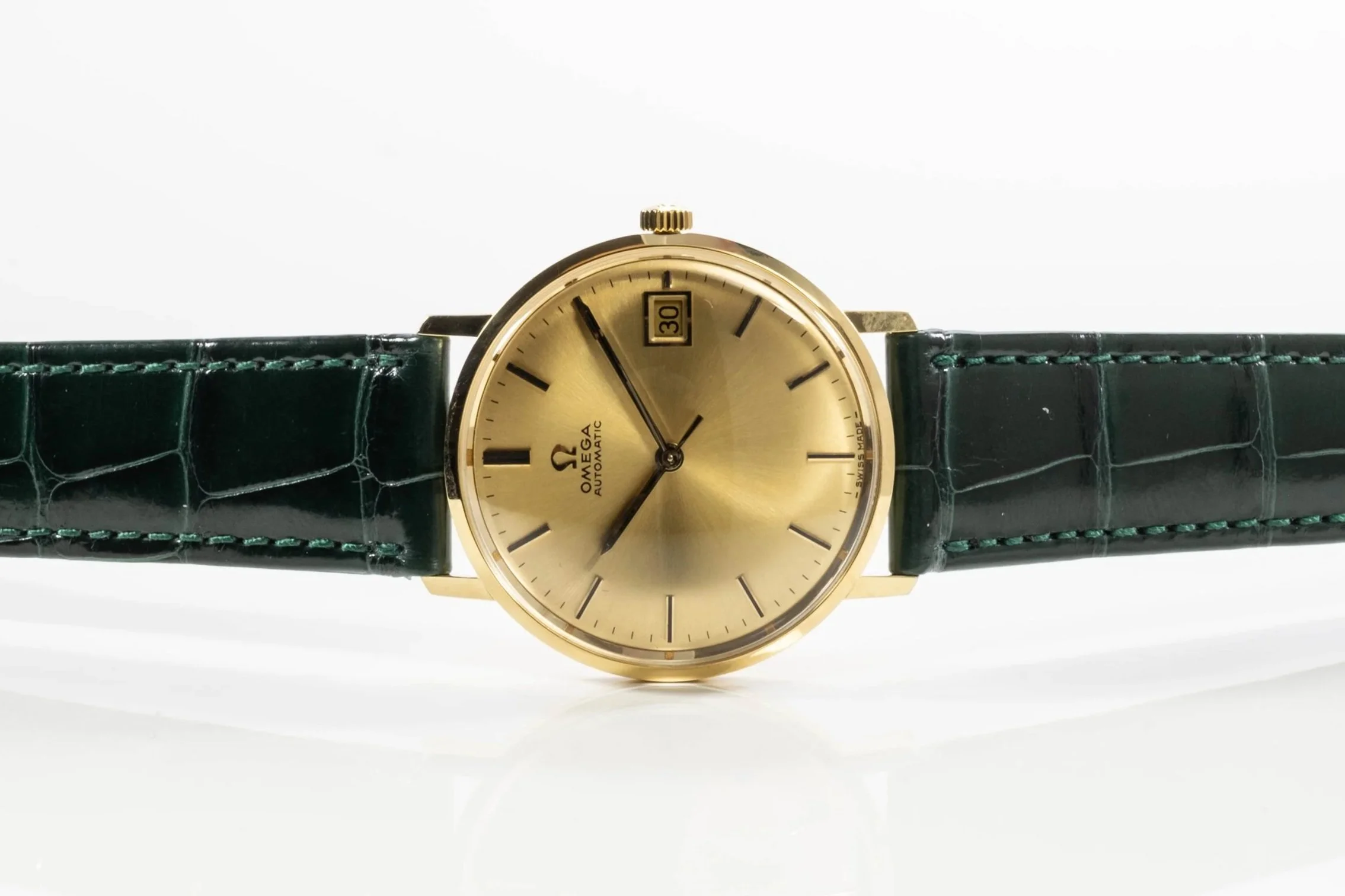 OMEGA goldiges Zifferblatt mit Sonnenschliff Automatic Gelbgold