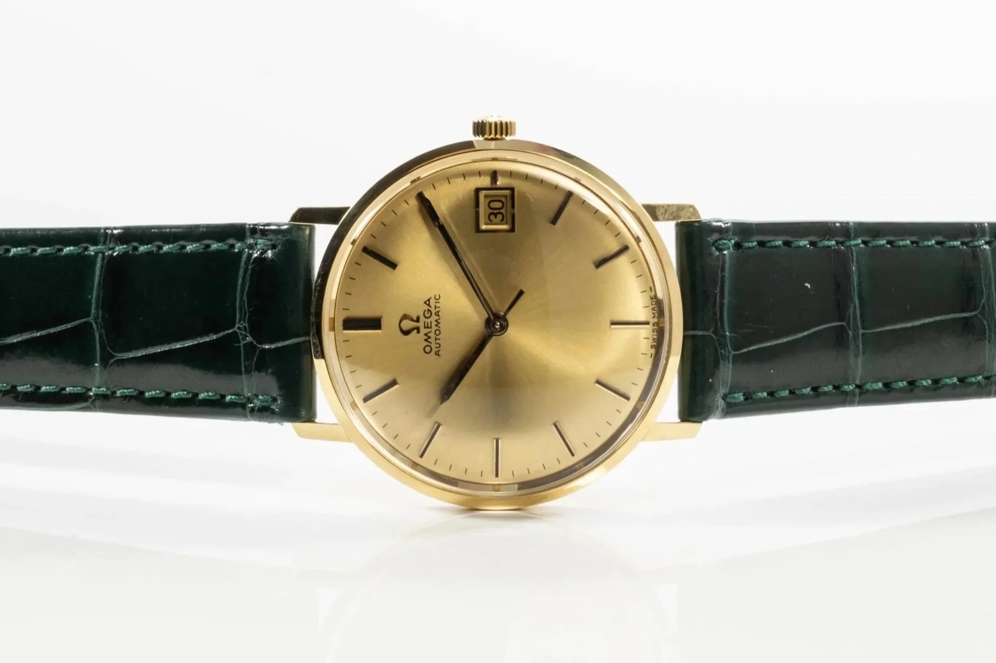 OMEGA goldiges Zifferblatt mit Sonnenschliff Automatic Gelbgold