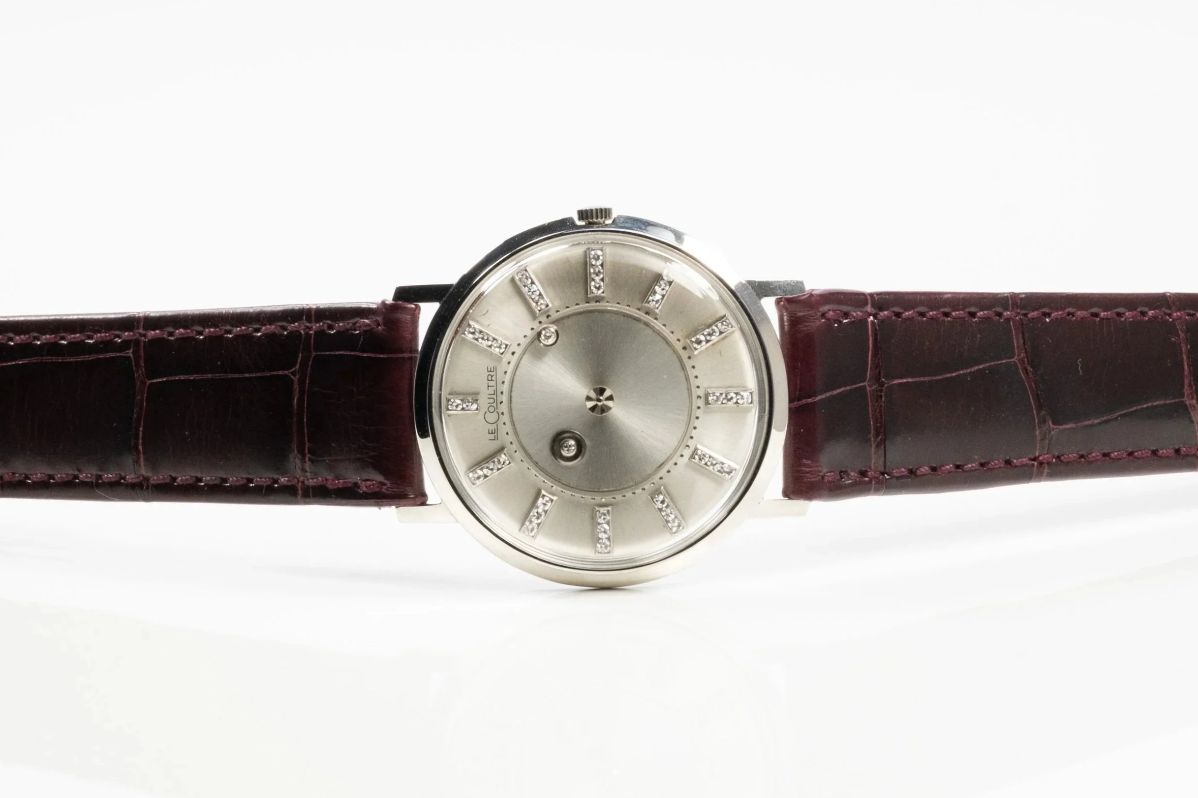 LECOULTRE "Mysterieuse" mit "schwebenden" Brillantzeigern Handaufzug 18ct. Weissgold