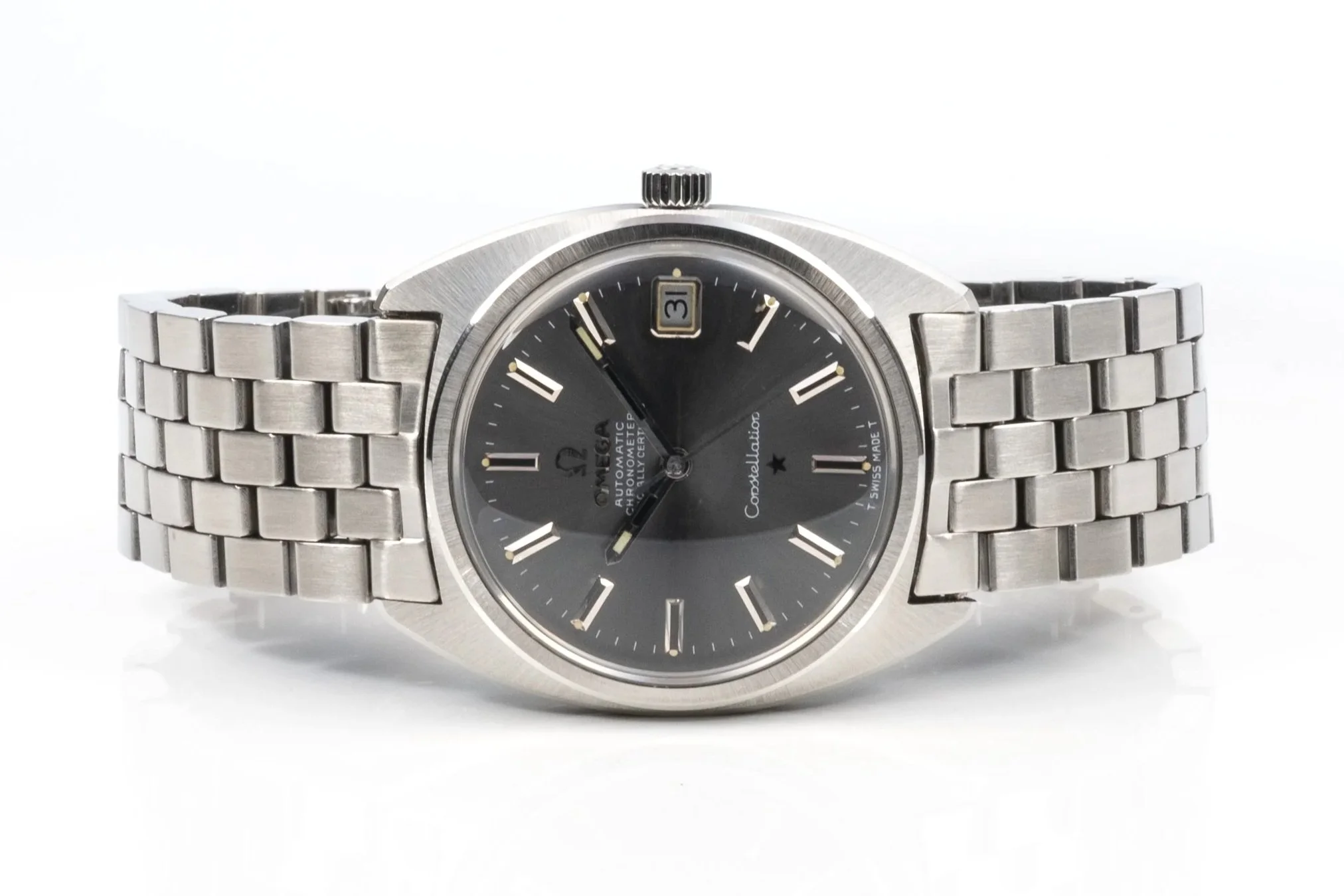 OMEGA Constellation Chronometer graues Zifferblatt Automatik Stahl