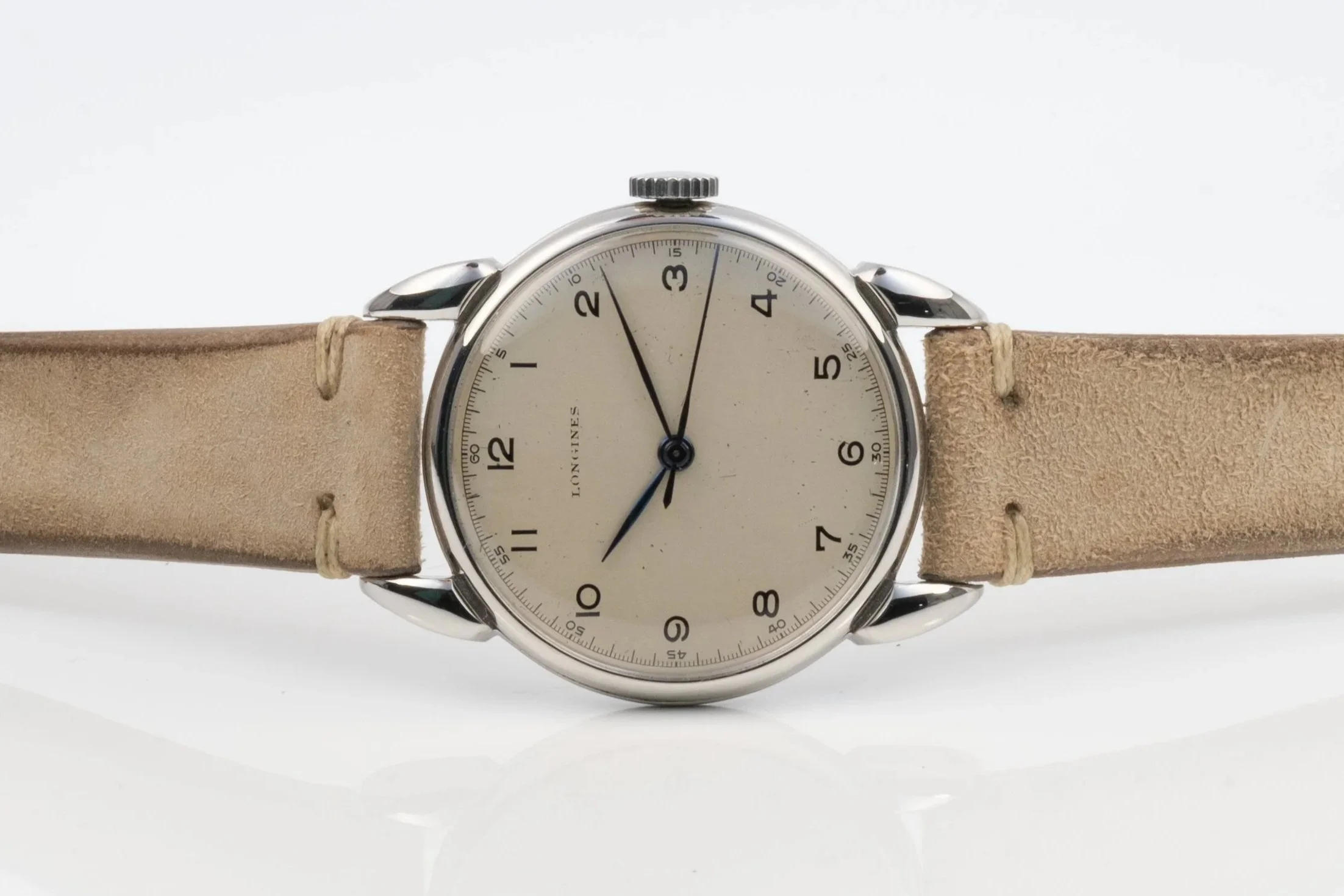 LONGINES "Jumbo" Zentrumssekunde mit "Bullhorn"- Gehäuse Handaufzug Stahl