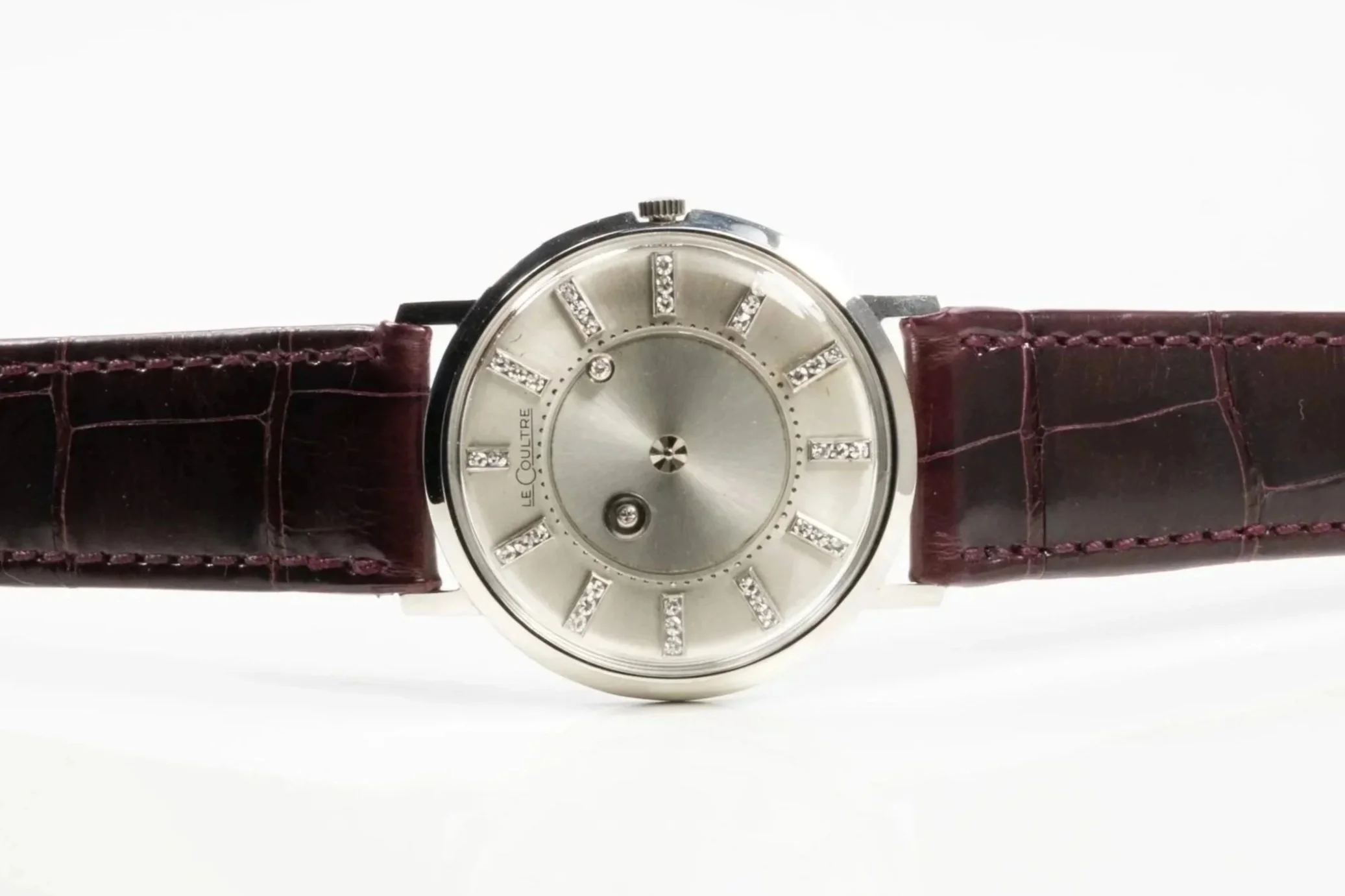 LECOULTRE "Mysterieuse" mit "schwebenden" Brillantzeigern Handaufzug 18ct. Weissgold