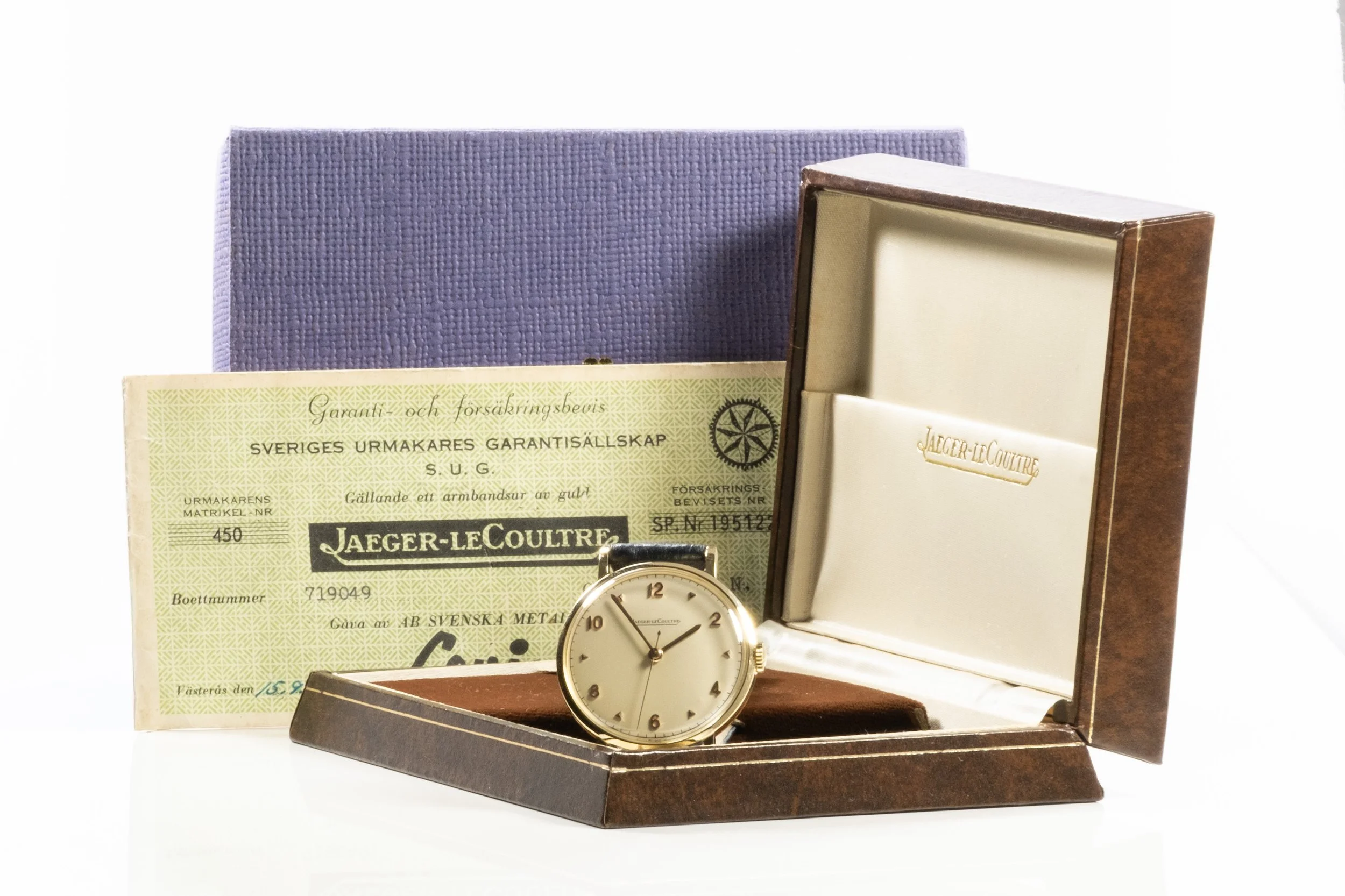 JAEGER-LECOULTRE originale Garantie Handaufzug 14ct. Gelbgold Komplett Set.jpg