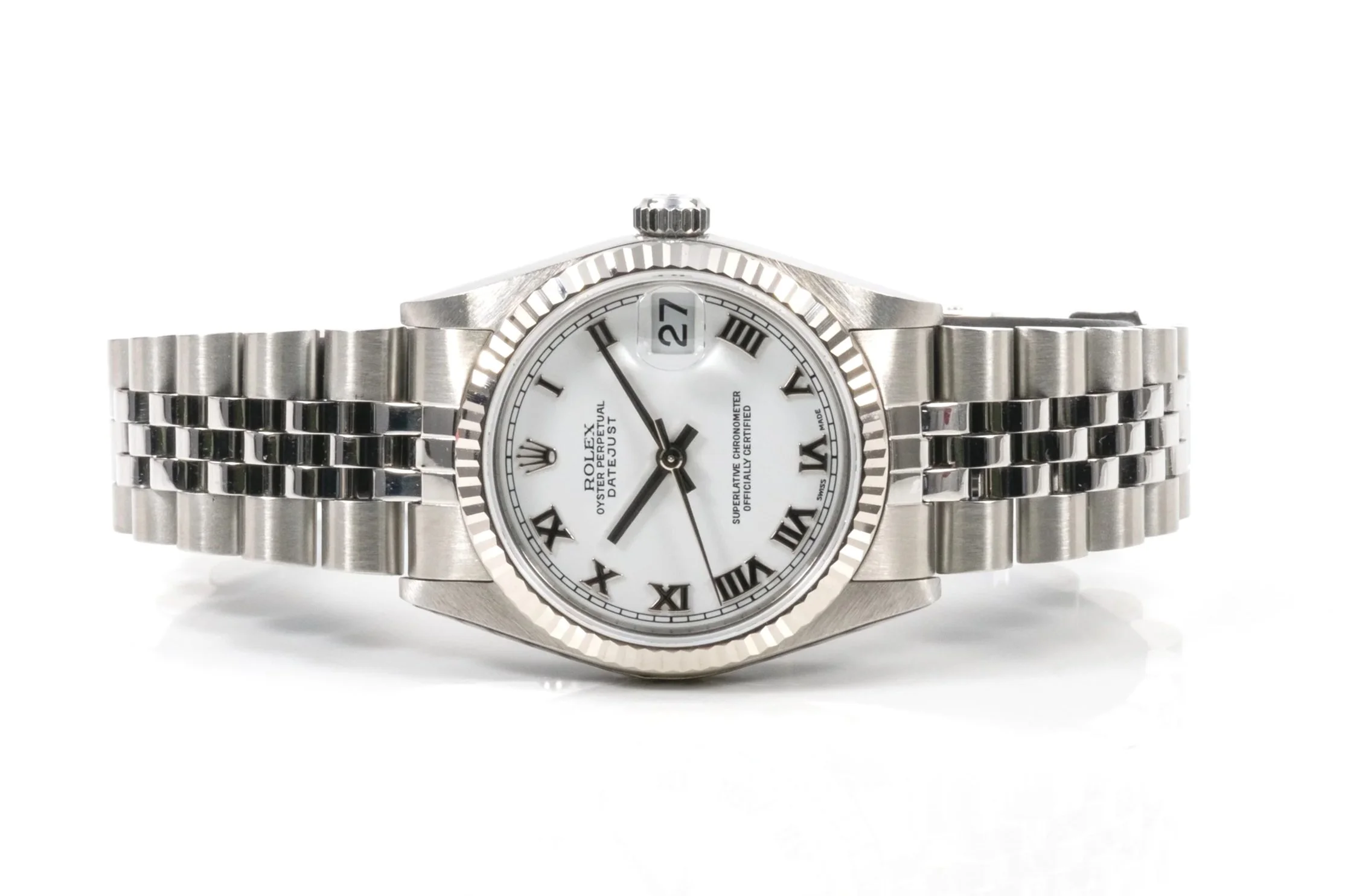 ROLEX Datejust 31 Stahl weisses Zifferblatt, Jubiléeband