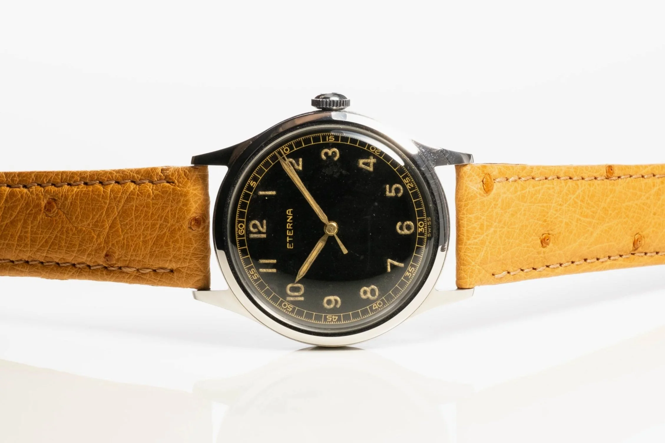 ETERNA schwarzes Zifferblatt Handaufzug Stahl