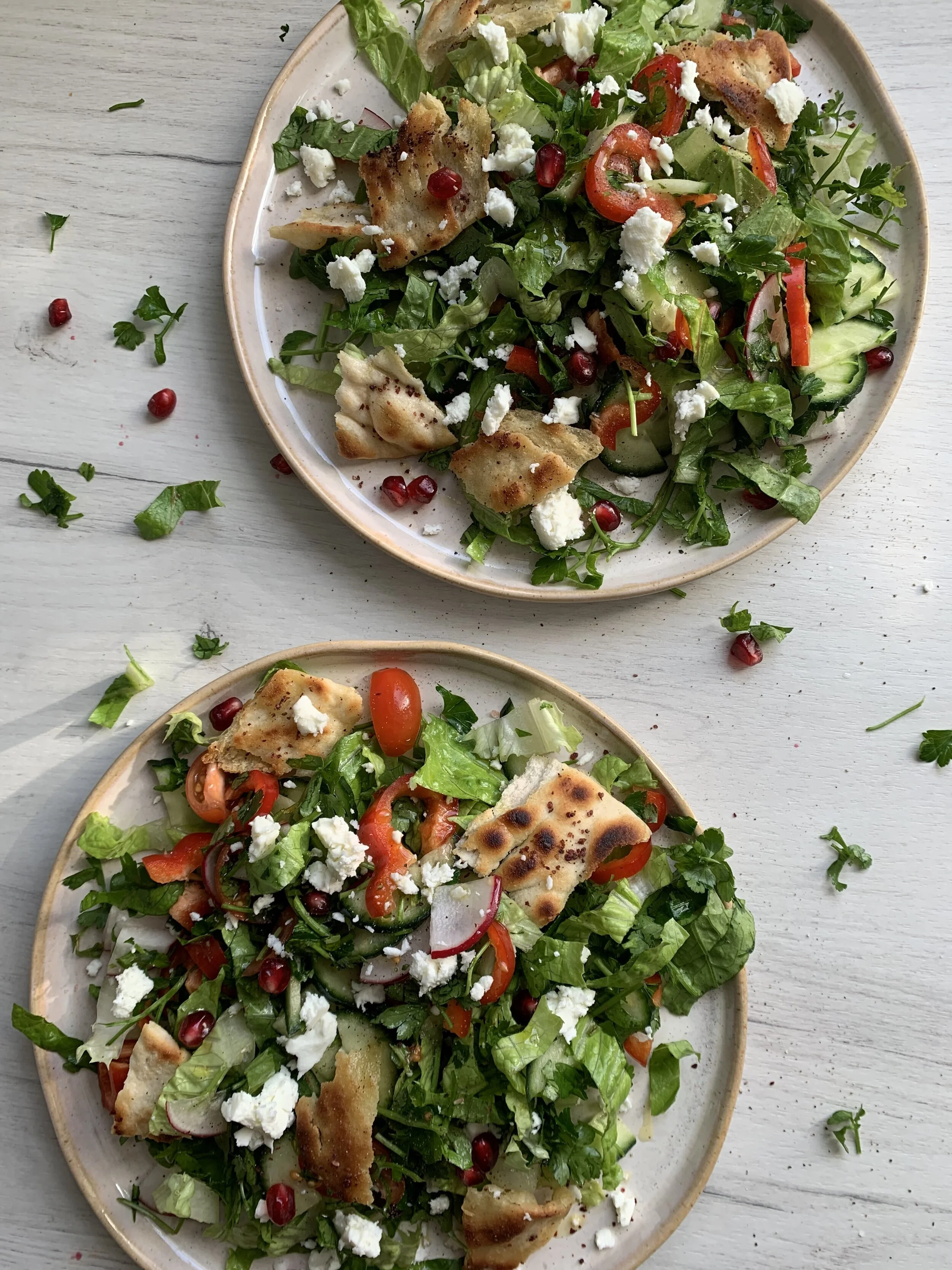 Fattoush Salad w/ Sumac Pita Chips & Pomegranate