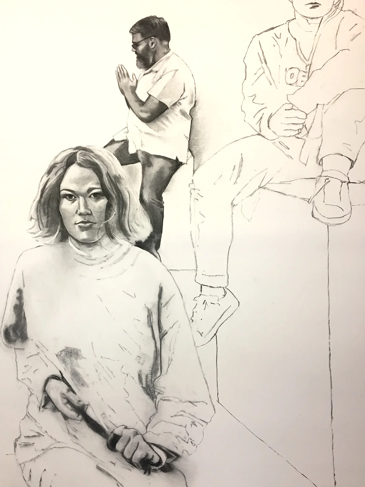   Dispossession Right Panel  (in progress, detail)&nbsp;2017 114 x 190cm Willow charcoal on Arches 