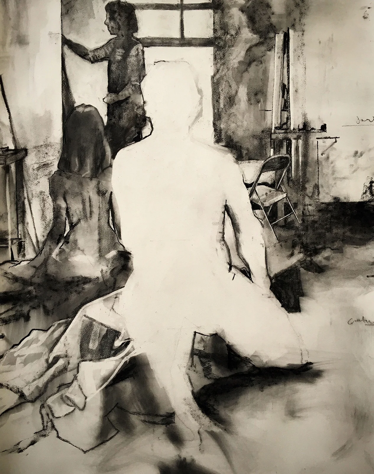   Absence of Centre  2016 80 x 130cm Willow charcoal on Carson 