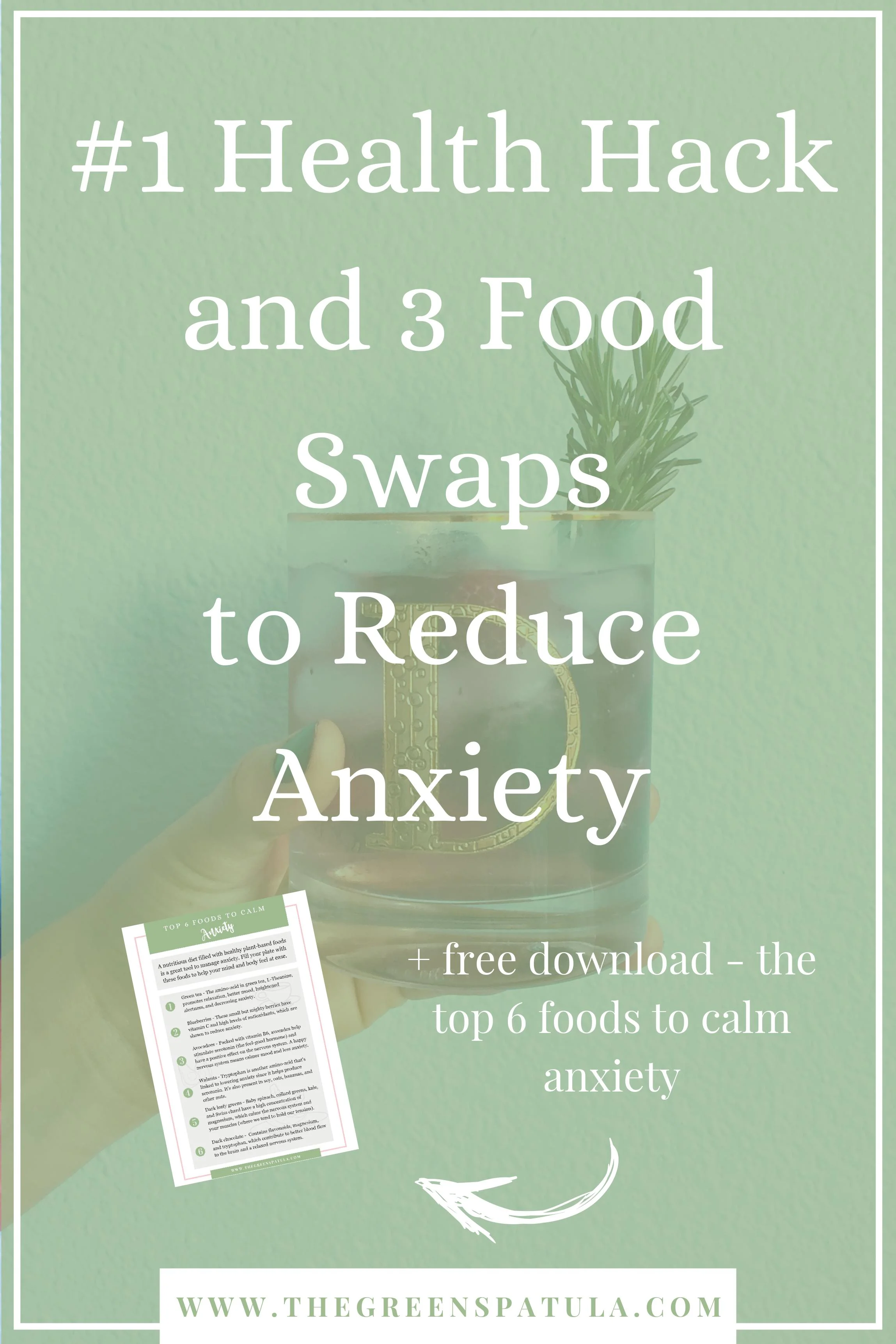 #1 Health Hack and 3 Food Swaps to Reduce Anxiety - Anxiety and stress seem to go hand-in-hand with our hectic daily schedules and fast-paced society. Use my simple health hack to calm the body and 3 food swaps to help you manage anxiety levels. Plus, download the FREE list of the top 6 foods that help reduce anxiety and start adding them into your day. #plantbased #stressless #anxiety #mindfulness #healthy #mentalhealth