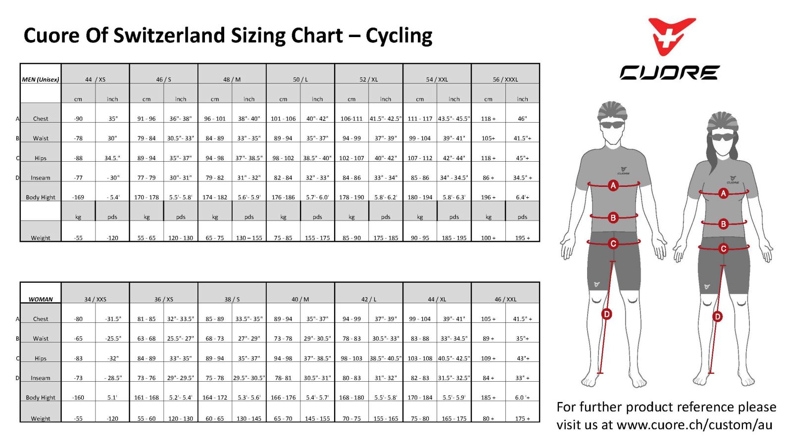 Bicycle Jersey Size Chart