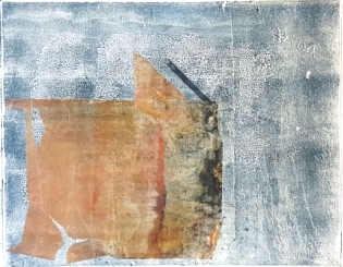 On cracked shoulders. Encaustic Monotype collage on Panel. NOC2017 42x59cm unframed.jpg