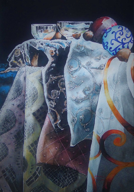 ARTIST. Marvin Baldemor, TITLE, '' PORCELAIN BALL '' , Watercolor.JPG