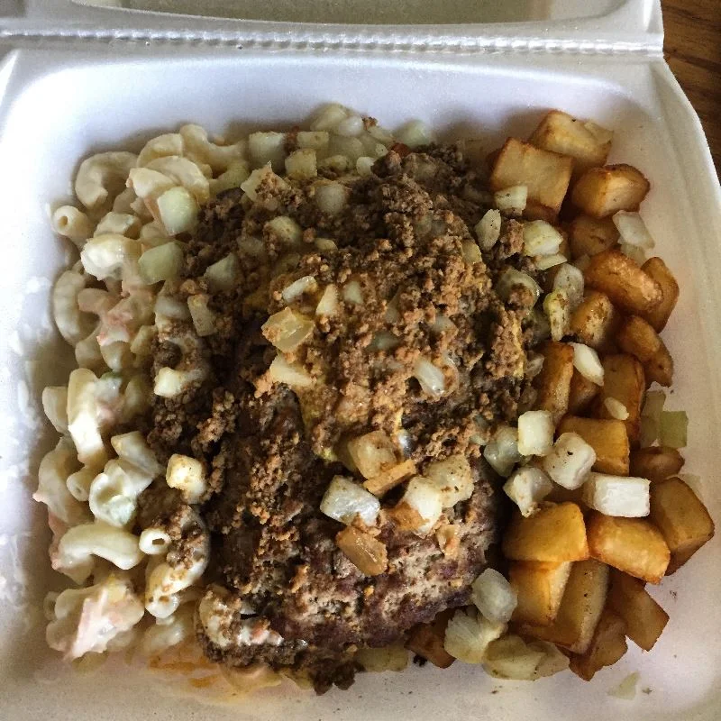 The original Garbage Plate from Nick Tahou Hots! I finally tried it in the name of research... 