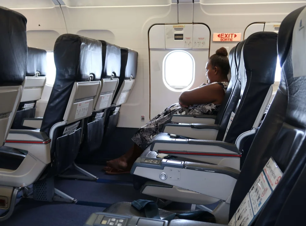 The flight from Honiara to Tarawa seemed relatively empty with only about 25 people on board, and staff say it never gets much busier than that. But they make up for the lack of passengers with crazy amounts of cargo- including literally tons of kava, the local beverage of choice