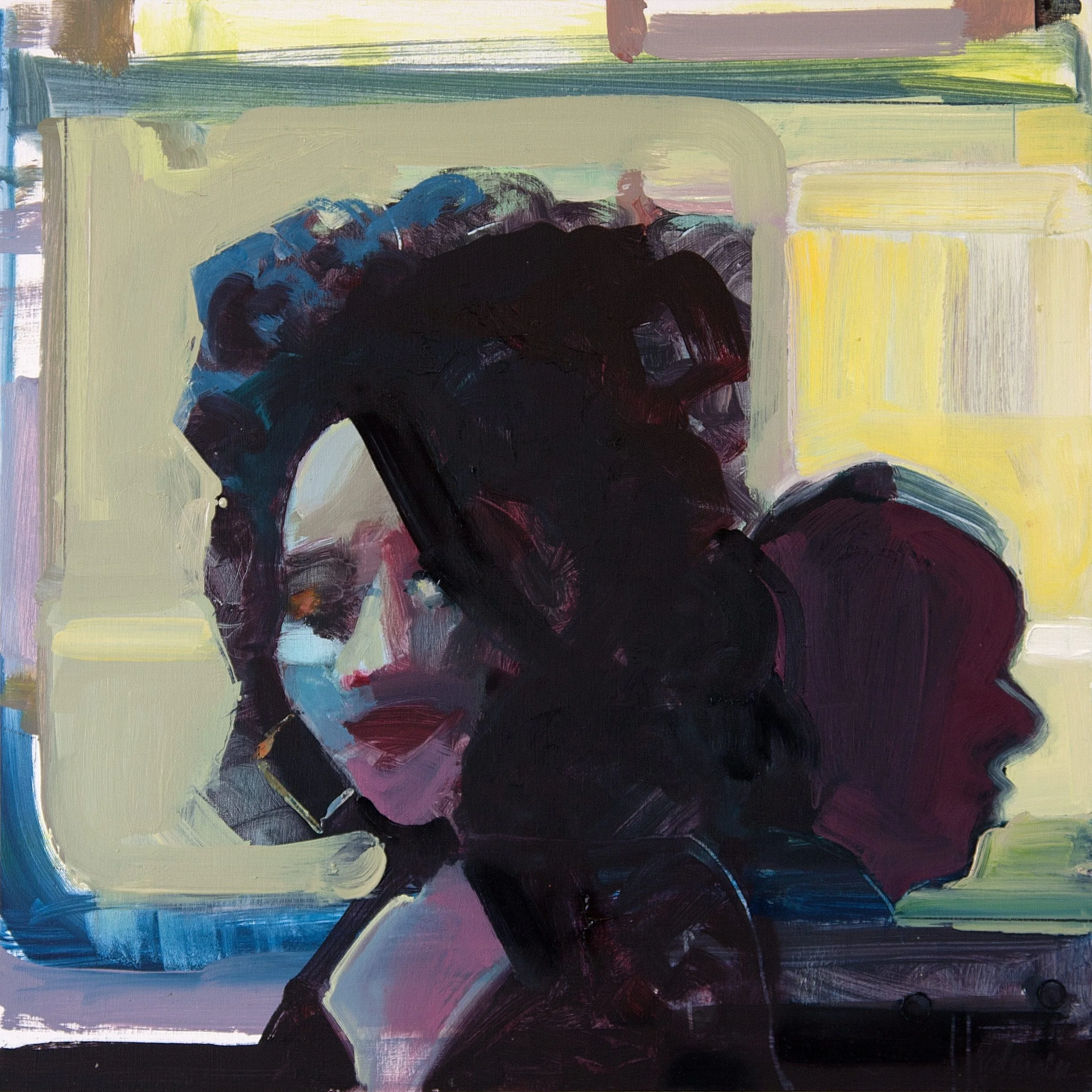 Passing Train 2018 oil on cradleboard 12 x12”